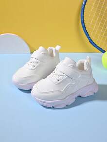 1 Pair Baby/Toddler Casual White Sneakers, Black Shoes For Boys/Girls, Infant/Kids Sports Shoes - White - View 2