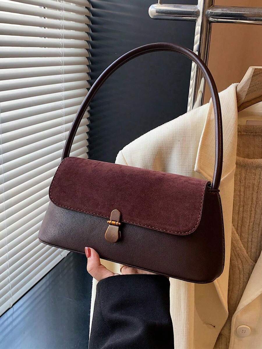 Retro Niche Baguette Bag New Style Fashion French Armpit Bag Shoulder Bag Commuter Bag - 咖啡棕 - 查看 1