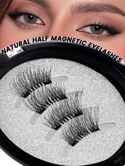 MAGEFY 1对磁性假睫毛，无需胶水，7-15毫米柔软仿貂毛假睫毛，适合日常妆容，自然卡通风格，混合设计，3D浓密假睫毛