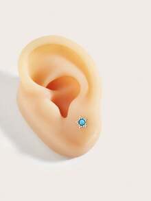1 đôi bông tai đính đá giả lapis lazuli bằng thép không gỉ màu bạc, kiểu dáng tối giản, thời trang, phù hợp cho nữ giới đeo hàng ngày. - Bạc - Xem 6