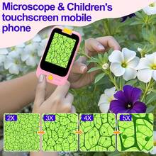 5倍放大儿童相机玩具，带闪光灯和翻转镜，儿童数码相机，配备2.8英寸触摸屏，具备显微镜、拍照、录像、闪光灯、故事功能，适合3-12岁男孩女孩，趣味礼物（蓝色、粉色、绿色） - 儿童玩具，开学礼物 - S1 - 查看 8