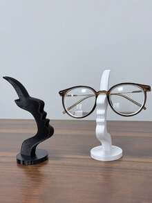 1/2pcs Side-Profile Style Glasses Frame, Featuring A Unique Curved Design And Made Of Plastic Material. It Also Serves As An Artistic Storage Piece, Enhancing The Decor Of Your Desk Or Bedside Table. The Simple And Practical Black Design Makes It A Perfect Gift For Holidays, Birthdays, Or Valentine's Day. - Multicolor - View 4