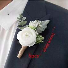Hoa cài áo giả cho nam, ghim cài ve áo chú rể/phù rể, thích hợp cho đám cưới, dạ hội, tiệc kỷ niệm, lễ hội trường, lễ tốt nghiệp. - trắng - Xem 6