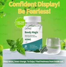 Gwynne Boody Magic Tabletas De Clorofila Natural Para El Olor Corporal Femenino Contiene 450 Mg De Clorofila Y Chlorella, Suplemento Desodorante Corporal Para Hombres Y Mujeres,60 Cápsulas - 60 unidades - Ver 1