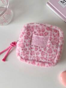 1Piece Fashion Leopard Makeup Bag Mini Cute Coin Purse Women's Plush Leopard Coin Wallet Small Zipper Wallet Cute Makeup Bag Cosmetics Bag Cash Bag ID Bag Credit Card Storage Bag Card Holder Soft Cloth Sanitary Pad Storage Bag - Multicolor - View 17