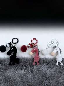 New Adult Cartoon Cute Unisex Flocked Keychain, High-Quality Horse Keychain, Bag Pendant, Small Accessory, Suitable For Daily, Holiday, Birthday Gifts, Key Chain