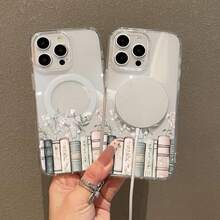 Soft Girl Magnetic Case For IPhone11/12/13/14/15/16/17/Promax, Floral Bookshelf Lightweight, Drop-Proof, MagSafe Compatible | Perfect For Teen GirlsYOUR-BELOVED-PHONE Christmas Gifts Christmas Gifts,New Year Gifts,Valentine's Day Gifts - 透明的 - 查看 7