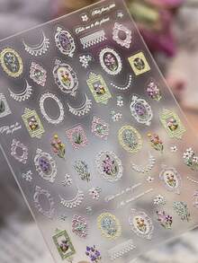 1 miếng dán móng tay họa tiết hoa dập nổi cổ điển, bó hoa tulip, hồng, oải hương, cúc nhiều màu sắc, hình dán nghệ thuật móng tay 5D tự dính, kiểu dáng vườn thanh lịch dành cho nữ, tự làm móng tay. - Nhiều màu - Xem 9