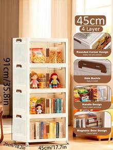 5layers  Plastic Storage Box Organizer, Stackable Storage Box, Covered Storage Box, Storage Container Organizer For Kitchen, Bedroom, Living Room, Study, Office, Foldable Storage Box, Space Saving, Practical Storage Cabinet - White - View 12