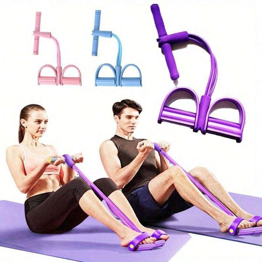 Fitness Sit-Up Exercise Equipment Pedal Resistance Band Elastic Pull Rope For Home Gym Yoga Workout Multifunction Pedal Arm Leg Trainer Slimming Bodybuilding Abdominal Training - 紫色 - 查看 1