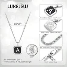 LUXEJEW - Collar con letra inicial de la A a la Z para hombres y mujeres cadena de acero inoxidable con colgante de letra collar con monograma capital regalos para hombres de 20 + 2 pulgadas - como en la foto - Ver 6