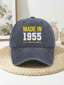 Casquette de baseball imprimée rétro "MADE IN 1955 Still Making Waves" - Casquette à bord incurvé ajustable unisexe, meilleur cadeau d'anniversaire/anniversaire pour les adultes nés en 1955, convient pour les promenades en extérieur et les rassemblements décontractés, la plage, les voyages - A - Voir 6