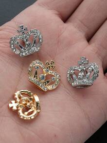 8pcs Elegant Crown Shaped Rhinestone Gold Buttons, Suitable For Wedding Gowns, Evening Dresses, Coats, Sweaters, Suits, Uniforms, Decorative Buttons, DIY Bags, Gifts, Gift Boxes, Dolls, Sewing Accessories - Multicolor - View 9
