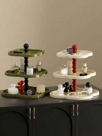 1pc Entryway Key Holder Rack, Bedroom Living Room Luxury Dual Layer Floral Minimalist Home Decor Vintage Style Cake Stand, Suitable For Home Decor, Kitchen, Bathroom And Office, Practical Shelf