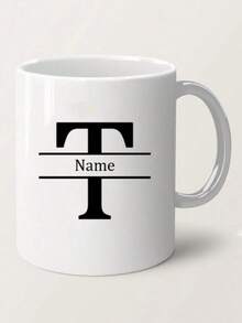 1pc, 11oz Personalized Letter Name Custom Coffee Mug - Designed Customized Cup, Ceramic Mug, Unique Novelty Mug, White Tea Cup, Personalized Letter Name Custom Coffee Mug - Designed Customized Cup, Summer & Winter Drinkware, Birthday Gift, Family Gathering Gift, Holiday Gift, Mildew Resistant, Reusable, Elegant, Cute, Modern