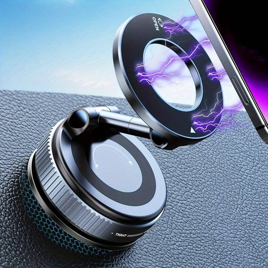 360° Adjustable Magnetic Phone Holder, Suitable For Car/Gym/Mirror/Smooth Surface/Bathroom Mirror, Universal, Foldable Car Phone Holder, Compatible With All Smartphones And Vehicles, Adjustable Height - A - View 1