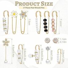 XISH Broches de Perlas para Mujer Broche Prendedores Moda Ropa Broche Escote Fijo accesorios de ropa broche de  para cárdigan joyería elegante regalo para mujeres y niña - Mixcolor-17 Piezas - Ver 1