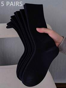 5/10 Pairs Women Solid Color Wide Mouth Comfortable Simple Maternity Socks, Mid-Calf Socks, Casual Socks, Breathable Socks, Warm Socks, Soft And Comfortable Socks, Cute Socks, Suitable For Autumn/Winter Daily And Office Wear - Black - View 8
