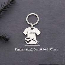 Customized Keychain Without Chain - Stainless Steel In Gold Tone, With Laser Cut Name And Jersey Design, Durable Casual Style Keychain, For Boy, Perfect Gift, Sports Fan, Sports Fan Accessories | Personalized Keychain | Durable Metal Keychain - Style 34 - View 7