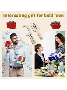1/2 piezas Peine de broma de cabeza calva, cepillo de madera sin cabello, regalo para hombres calvos, herramienta de arreglo de cabeza calva, regalo de peine sin cabello para amigos - Multicolor - Ver 9
