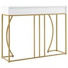 Console Table, Hallway Table With 2 Drawers, Lightweight Luxury Style Side Table, Sofa Table, 120x38x76 Cm, White/Gold - White - View 6