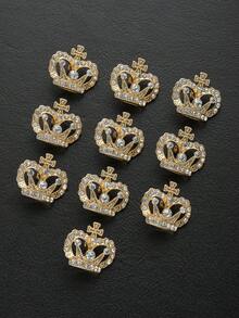 8pcs Elegant Crown Shaped Rhinestone Gold Buttons, Suitable For Wedding Gowns, Evening Dresses, Coats, Sweaters, Suits, Uniforms, Decorative Buttons, DIY Bags, Gifts, Gift Boxes, Dolls, Sewing Accessories - Multicolor - View 2