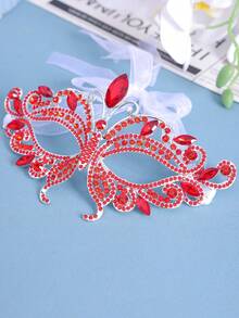 1pc Rhinestone Half Face Mask Women Masquerade Eye Mask Shiny Rhinestone Metal Mask For Party Prom Masquerade Ball Bridal Cosplay Events,Valentine's Day Costume - Multicolor - View 13