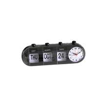 alarmos de Alarma Reloj Digital, Mesa Retro Reloj Auto Flip Reloj Bien sin Ticking Clock Clock Wapt Wapt Waper con Fecha, Mes, da de la Semana Negro - Negro - Ver 2