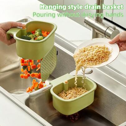 Kitchen Sink Strainer, Self-Cleaning Anti-Clogging Mesh Filter, Push-Style Drain Trap, Suitable For Kitchen And Bathroom - Automatic Food Waste Disposal, Detachable Bottom, Multi-Function Hanging Filter Rack, Non-Slip Plastic Sink Organizer, Adjustable Dry/Wet Mode
