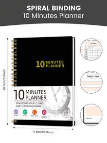 A5 Daily Planner, 30-Minute Simple Daily Weekly Monthly Planner Notebook For Personal, Work & Study, Back To School Supplies Office Use