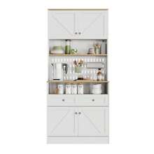 Elegante credenza bianca per sala da pranzo con 2 cassetti e 4 ante – Elegante credenza per cucina, sala da pranzo e soggiorno con maniglie argentate e ampio spazio di archiviazione - Bianco - Visualizzare 1