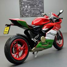 1:12 比例压铸合金摩托车模型，带底座和支架，前轮可转向，收藏展示品，生日礼物，男孩玩具（17 x 7 x 10 厘米） - 彩色 - 查看 12