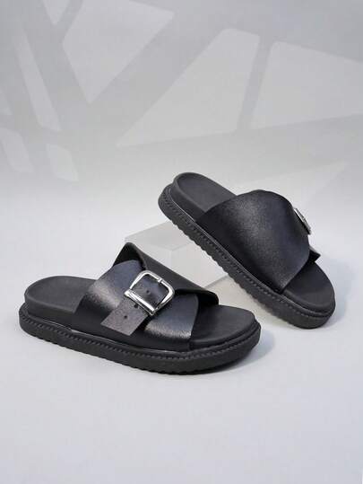 儿童可调节搭扣拖鞋 | 男女通用幼儿/小童柔软EVA防滑拖鞋 | 简约露趾平底凉鞋，适合日常居家/海滩/休闲穿着