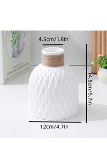 1个现代塑料花瓶，欧式花瓶，婚礼家居装饰，简约篮式摆设，坚固耐用，如同藤条一般，个性时尚，适用于客厅、卧室、婚礼餐桌（6.7英寸，白色） - 彩色 - 查看 14
