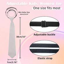 - Corbata negra para mujer, corbata ajustable preatada con clip para mujeres y nias, corbata de 14 pulgadas para mujer - Gris - Ver 4