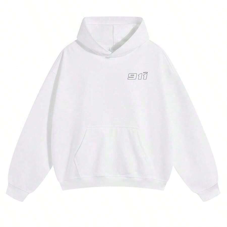 911 GT3 Unisex Pure Cotton Sweatshirt, Soft Oversized Fit, Good Graphic Hoodies, Racing Car Pattern Street Wear Car Meet, Gift For Boyfriend, Men's Fashion Design, Soft Fabric, Loose Fit, Hip Hop Street Style, Unisex KAIK - 白色 - 查看 1