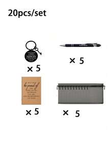 1/4/12/20件/套,团队礼品,员工感谢礼品,竹笔和口袋励志笔记本套装,含励志钥匙扣和手提袋,办公礼品,适合员工、志愿者、护士、教师、同事,团队建设,退休礼品(4件/套 = 1支竹笔 + 1本口袋励志笔记本 + 1个励志钥匙扣 + 1个手提袋) - 彩色 - 查看 12