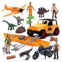 这款25件套玩具车套装专为身着军装的男孩设计，包含4种恐龙模型、汽车和战斗机，配有人偶、仿真山脉、仿真树木、火箭发射器等配件，支持搭建冒险场景和角色扮演，适合作为男孩生日派对游戏礼物、圣诞礼物、儿童玩具或男孩玩具。 - 彩色 - 查看 8