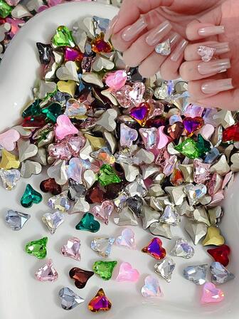 10pcs/20pcs/30pcs Mixed Pack Colorful 3D Heart-Shaped Rhinestones, Elegant Fingertip DIY Decoration Accessories, Nail Art Accessories, Nail Art Gems, Nail Art Products, Nail Art Jewelry Nail Art Supplies Nail Art Nail Jewelry