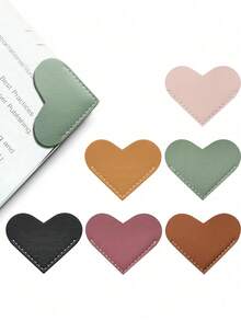 50/20/5件套真皮心形书签，可爱书角装饰，阅读必备，女士书签，爱书人士礼物，手工阅读配件，颜色随机，情人节礼物 - 彩色 - 查看 1