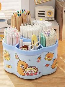 1 hộp đựng bút và đồ trang điểm xoay 360° - Hộp đựng đồ để bàn xoay 360°, kèm hình dán hà mã dễ thương, hộp đựng di động dung tích lớn, thích hợp cho văn phòng và mỹ phẩm - Hộp đựng văn phòng phẩm nhẹ - Nhiều màu - Xem 9