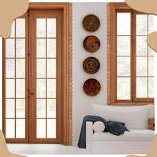 6pcs Fan-Shaped Wood Trim, Elegant Decorative Molding, Suitable For Wall, Cabinet DIY, Fashionable Fan-Edged Door Decor, Smooth Texture, Baseboard Trim And Decor - Beige - View 6