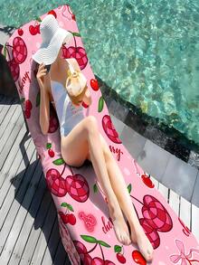 1pc Strawberry & Cherry Print Beach Chair Cover, Summer Exclusive Series, Super Fiber Quick-Dry Towel Pool Lounge Chair Cover, Beach Towel Chair Cover, Lounge Chair Towel, Beach Towel With Pocket, Holiday Accessory, Travel Essential Bathroom Decor - Multicolor - View 7