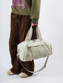 Bolsa de fitness portiva Mochila impermeable Gimnasio Yoga, Bolsa deportiva liviana para exteriores y fitness, bolso de mano de nailon de moda con compartimento para zapatos - Gris - Ver 4