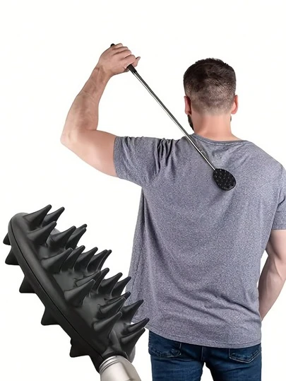 Extendable Cactus Back Scratcher With 1/4" & 1/2" Retractable Spikes - Heavy-Duty PVC Itch Stick For Men & Women, One-Hand Operation, Adjustable Length, Portable Back Massager For Bed, Couch, Travel - Durable Cactus-Shaped Design