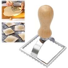 Italian Ravioli Mold, Wooden Handle Italian Ravioli Cutter, For Making Italian Ravioli, Pasta, Dumplings, Lasagna, Pierogi And Dough Rolling
