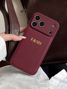 Funda de teléfono personalizada con letra, relieve 3D en lámina de oro, compatible con iPhone 17/16/15/14/13/12/11 Pro Max y series Plus, diseño texturizado burdeos, antideslizante, a prueba de golpes, resistente a arañazos, regalo perfecto para cumpleaños y aniversario - Burdeos - Ver 2