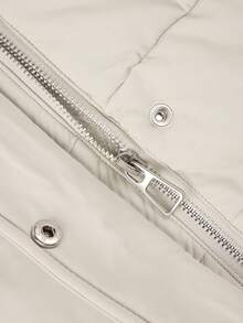 Plus Size Women's Down Jacket With Furry Hooded Collar, Autumn/Winter - Ice White - View 7