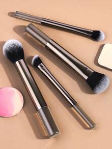 MAANGE 4pcs/8pcs/10pcs/15pcs/20pcs Professional Aluminum Makeup Brush Set, Travel Essential, Includes Foundation Brush, Blush Brush, Concealer Brush, Highlighter Brush, Powder Brush, Eyeshadow Brush, Eyebrow Brush, Lash Brush, Eyeliner Brush, Angled Brush, Soft Fiber Material, Portable, Ideal Gift For Women & Girls - Champagne - View 12