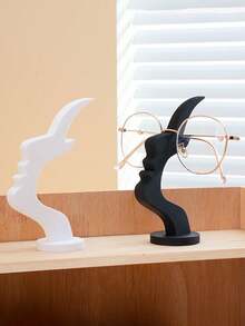 1/2pcs Side-Profile Style Glasses Frame, Featuring A Unique Curved Design And Made Of Plastic Material. It Also Serves As An Artistic Storage Piece, Enhancing The Decor Of Your Desk Or Bedside Table. The Simple And Practical Black Design Makes It A Perfect Gift For Holidays, Birthdays, Or Valentine's Day. - Multicolor - View 5
